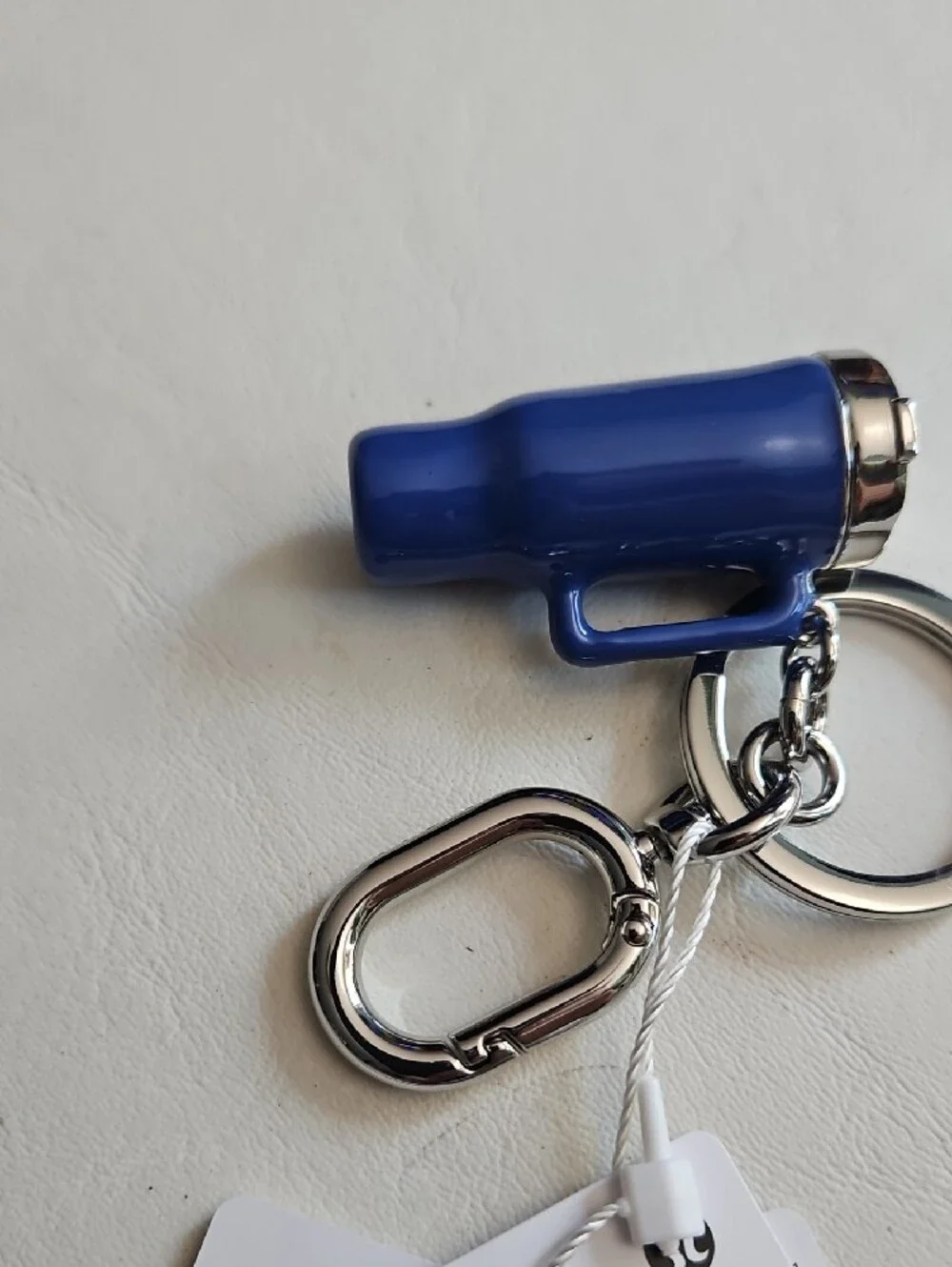 lululemon Blue Mini Tumbler Keychain with Silver Hardware